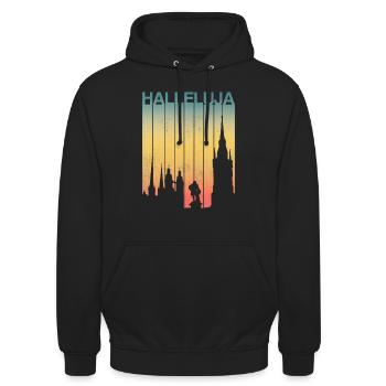 Halleluja - Halle an der Saale - Unisex Hoodie - Schwarz - Vorne - Alina (178cm) & Michal (187cm)