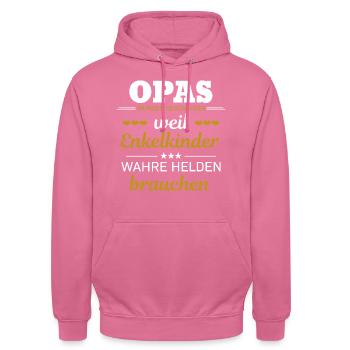Opas wurden geschaffen - Unisex Hoodie - Pink - Vorne - Alina (178cm) & Michal (187cm)