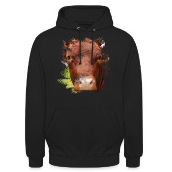 Das Pinzgauer Rind Vieh - Unisex Hoodie - Schwarz - Vorne - Alina (178cm) & Michal (187cm)