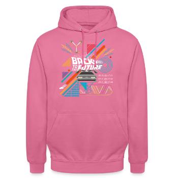 Retour Vers Le Futur Logo Avec Voiture DeLorean - Sweat-shirt à capuche unisexe - rose - Devant - Alina (178cm) & Michal (187cm)