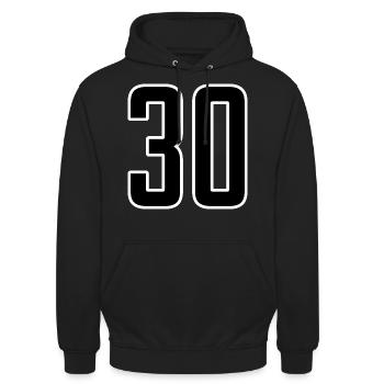 30 Numéro 30 ans anniversaire - Sweat-shirt à capuche unisexe - noir - Devant - Alina (178cm) & Michal (187cm)