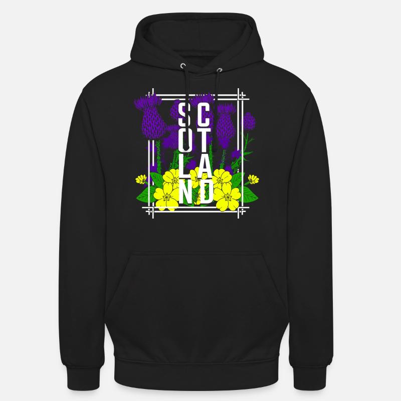Fleurs d’Écosse - Sweat-shirt à capuche unisexe - noir