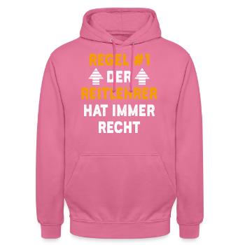 Reitlehrer Geschenk Geburtstag Spruch - Unisex Hoodie - Pink - Vorne - Alina (178cm) & Michal (187cm)