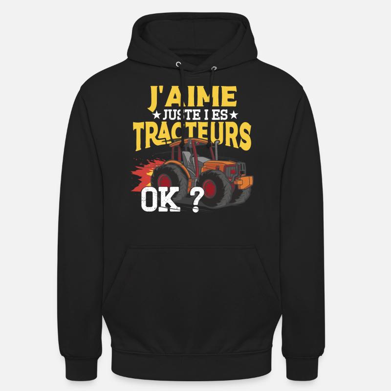 J'Aime Juste Les Tracteurs - Sweat-shirt à capuche unisexe - noir