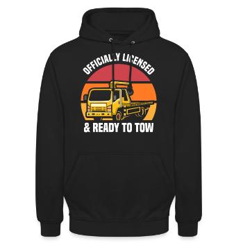 Abschleppwagen | Abschlepper Auto Panne Geschenke - Unisex Hoodie - Schwarz - Vorne - Alina (178cm) & Michal (187cm)