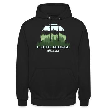 Wunderschönes grünes Fichtelgebirge - Unisex Hoodie - Schwarz - Vorne - Alina (178cm) & Michal (187cm)