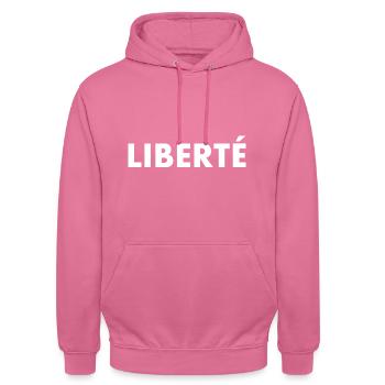 Liberté - Sweat-shirt à capuche unisexe - rose - Devant - Alina (178cm) & Michal (187cm)