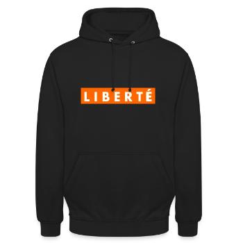 Liberté - Sweat-shirt à capuche unisexe - noir - Devant - Alina (178cm) & Michal (187cm)