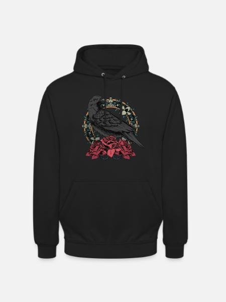 Rabe mit Rosenkranz - Unisex Hoodie - Schwarz