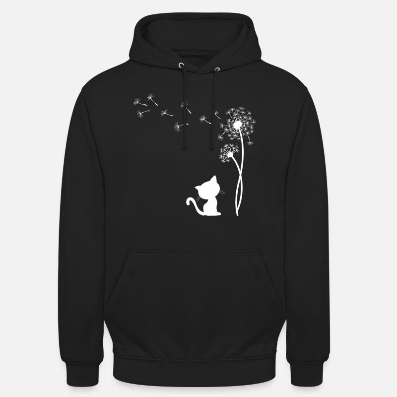 Chat avec le pissenlit - Sweat-shirt à capuche unisexe - noir