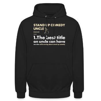 Comedian Uncle Definition Stand Up Comedy - Unisex Hoodie - Schwarz - Vorne - Alina (178cm) & Michal (187cm)