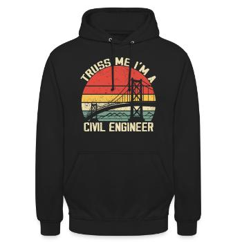 Truss Me Ich bin Bauingenieur Ingenieurwesen - Unisex Hoodie - Schwarz - Vorne - Alina (178cm) & Michal (187cm)