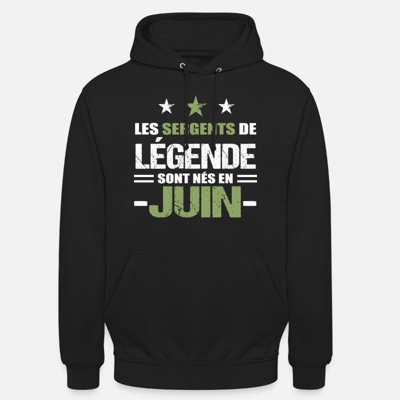Sergent cadeau anniversaire juin militaire - Sweat-shirt à capuche unisexe - noir