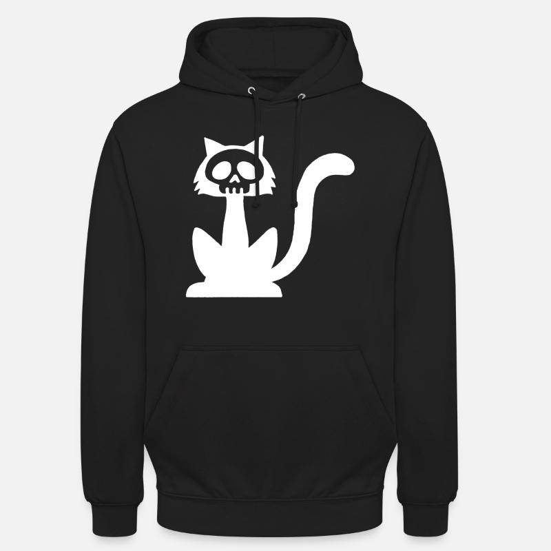 Weißer Katzenschädel - Unisex Hoodie - Schwarz