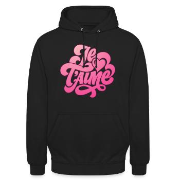 Je t'aime - Ich liebe Dich - Valentinstag - Unisex Hoodie - Schwarz - Vorne - Alina (178cm) & Michal (187cm)