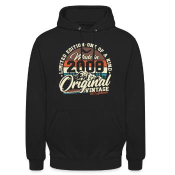 18. Geburtstag 2008 Jahrgang Retro Geschenk - Unisex Hoodie - Schwarz - Vorne - Alina (178cm) & Michal (187cm)