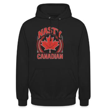 Böse Kanadier Lustig Kanada Ahorn Ellbogen Hoch - Unisex Hoodie - Schwarz - Vorne - Alina (178cm) & Michal (187cm)