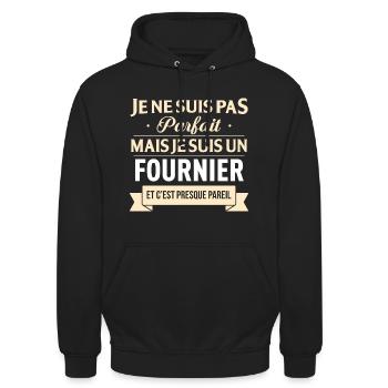 Cadeau Humour Fournier nom de famille - Sweat-shirt à capuche unisexe - noir - Devant - Alina (178cm) & Michal (187cm)