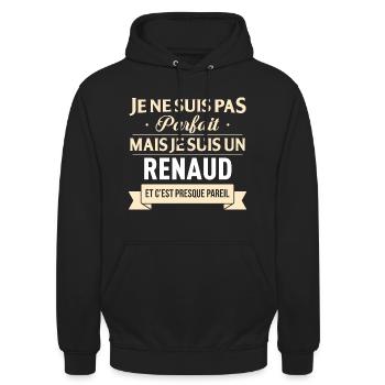 Cadeau Humour Renaud nom de famille - Sweat-shirt à capuche unisexe - noir - Devant - Alina (178cm) & Michal (187cm)