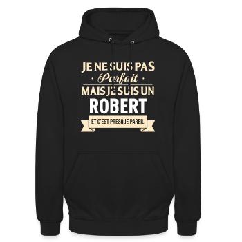 Cadeau Humour Robert nom de famille - Sweat-shirt à capuche unisexe - noir - Devant - Alina (178cm) & Michal (187cm)