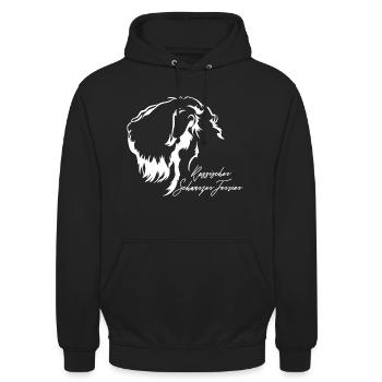 RUSSISCHER SCHWARZER TERRIER Profil Hunde Wilsigns - Unisex Hoodie - Schwarz - Vorne - Alina (178cm) & Michal (187cm)