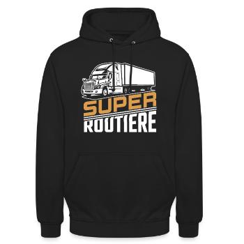 Chauffeuse poids lourd | Super routière - Sweat-shirt à capuche unisexe - noir - Devant - Alina (178cm) & Michal (187cm)