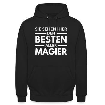 Sie sehen hier den Besten aller Magier - Unisex Hoodie - Schwarz - Vorne - Alina (178cm) & Michal (187cm)