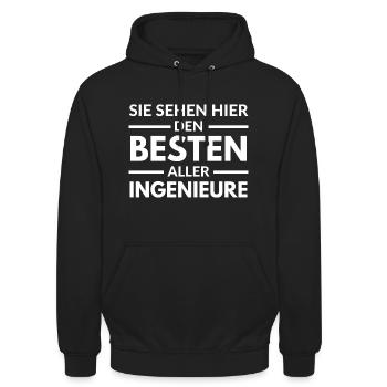 Sie sehen hier den Besten aller Ingenieure - Unisex Hoodie - Schwarz - Vorne - Alina (178cm) & Michal (187cm)