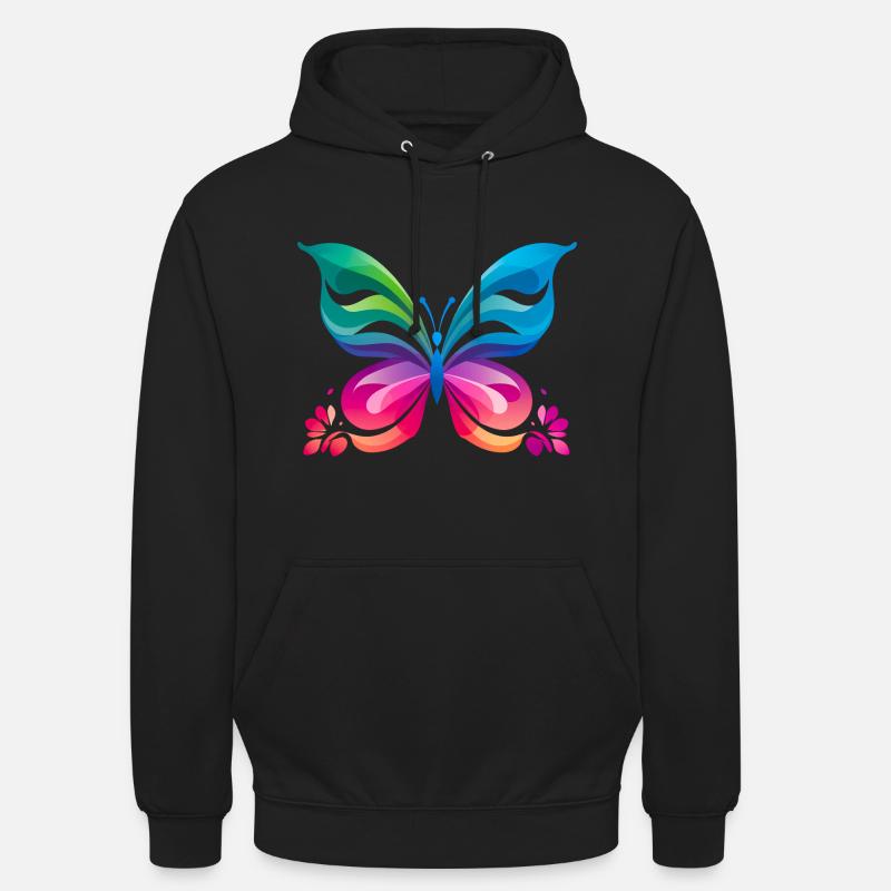 Regenbogen Schmetterling - Unisex Hoodie - Schwarz