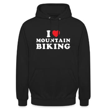 Biker I Love Mountain Biking - Unisex Hoodie - Schwarz - Vorne - Alina (178cm) & Michal (187cm)