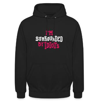 Entouré d’idiots - Sweat-shirt à capuche unisexe - noir - Devant - Alina (178cm) & Michal (187cm)