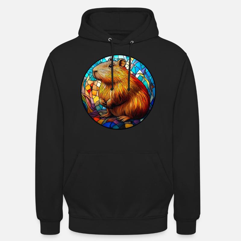 Mosaique Vitrail Capybara - Sweat-shirt à capuche unisexe - noir