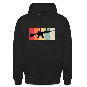 Vintage Gewehr - Unisex Hoodie - Schwarz - Vorne - Alina (178cm) & Michal (187cm)
