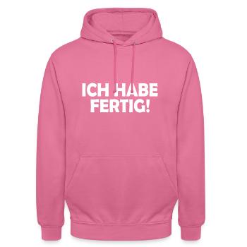 Ich habe fertig - Unisex Hoodie - Pink - Vorne - Alina (178cm) & Michal (187cm)