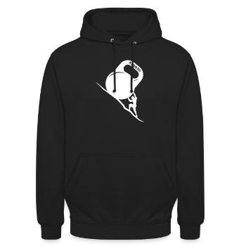 Sisyphos Sisyphus Kettlebell Kugelhantel Fitness - Unisex Hoodie - Schwarz - Vorne - Alina (178cm) & Michal (187cm)