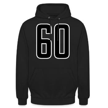 60 Jahre 60er Geschenkidee - Unisex Hoodie - Schwarz - Vorne - Alina (178cm) & Michal (187cm)