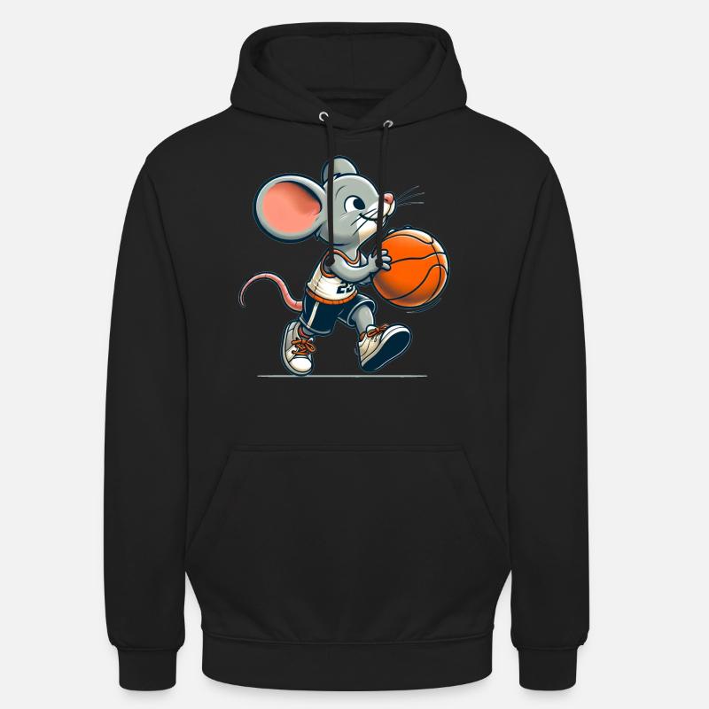 Souris mignonne de basketteur - Sweat-shirt à capuche unisexe - noir
