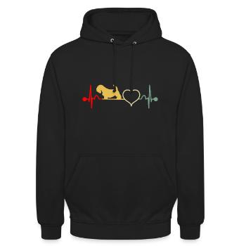 Sealyham Terrier Hund Vintage Retro Herzschlag - Unisex Hoodie - Schwarz - Vorne - Alina (178cm) & Michal (187cm)