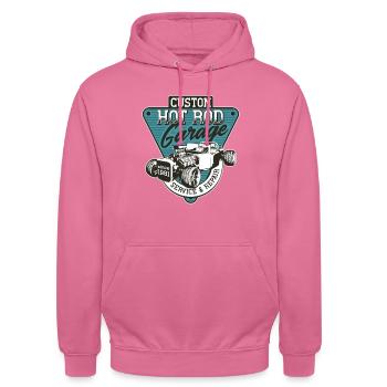 Hot Rod - Voitures de course classiques - sombre - Sweat-shirt à capuche unisexe - rose - Devant - Alina (178cm) & Michal (187cm)