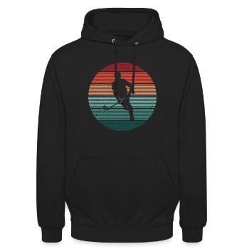 Floorballer Floorball Spieler Vintage Unihockey - Unisex Hoodie - Schwarz - Vorne - Alina (178cm) & Michal (187cm)
