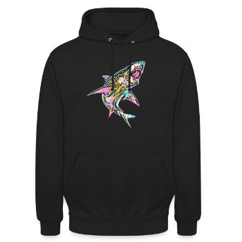 Weißer Hai - Unisex Hoodie - Schwarz - Vorne - Alina (178cm) & Michal (187cm)