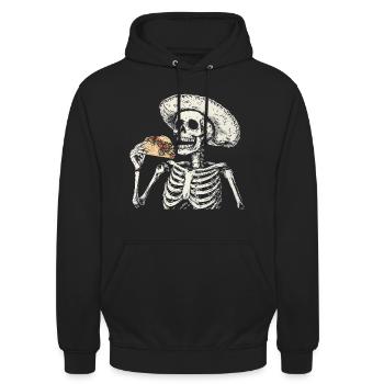 Skelett Taco Mexikanisches Essen Sombrero - Unisex Hoodie - Schwarz - Vorne - Alina (178cm) & Michal (187cm)