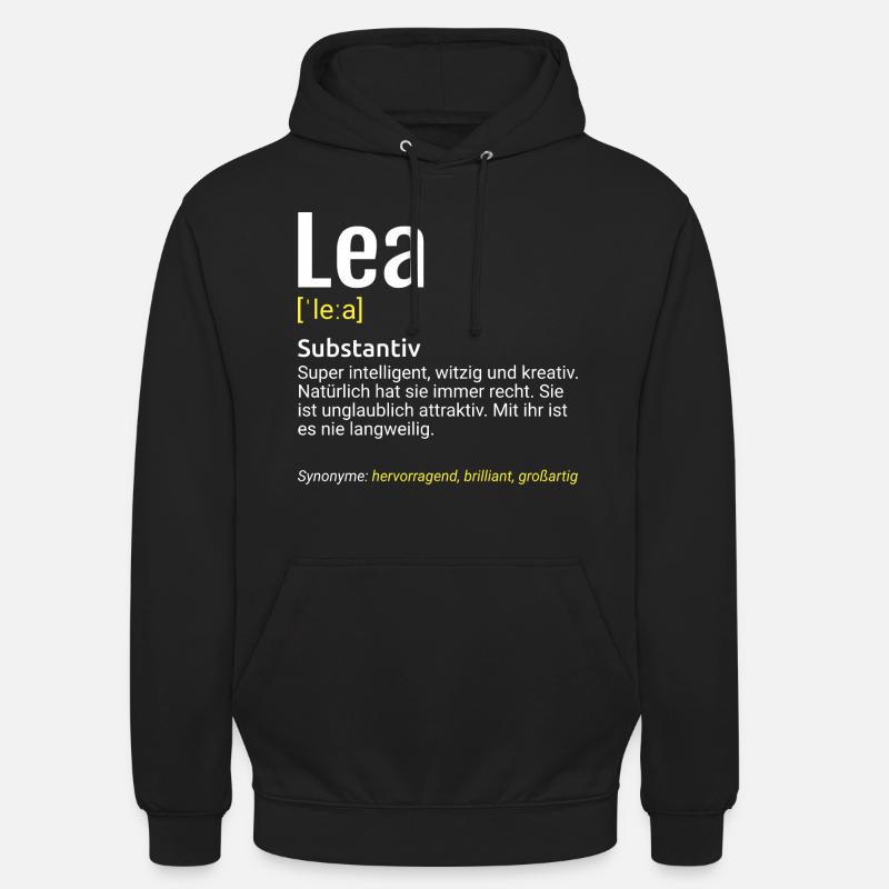 Lea Name Definition - Unisex Hoodie - Schwarz