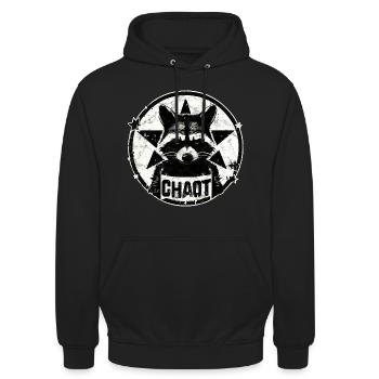 raton laveur, chaotique, anarchie, étoile, révolution - Sweat-shirt à capuche unisexe - noir - Devant - Alina (178cm) & Michal (187cm)