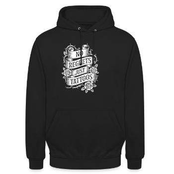 Des personnes âgées tatouées vieillissant fièrement, - Sweat-shirt à capuche unisexe - noir - Devant - Alina (178cm) & Michal (187cm)