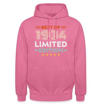 Retro 1934 Vintage 90th Birthday Gift 90 Years Old - Unisex Hoodie - pink - Front - Alina (178cm) & Michal (187cm)