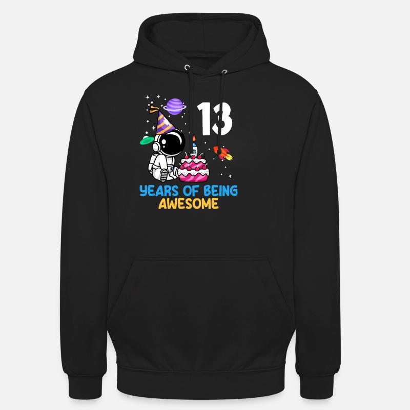 13 ans d’anniversaire d’astronaute - Sweat-shirt à capuche unisexe - noir