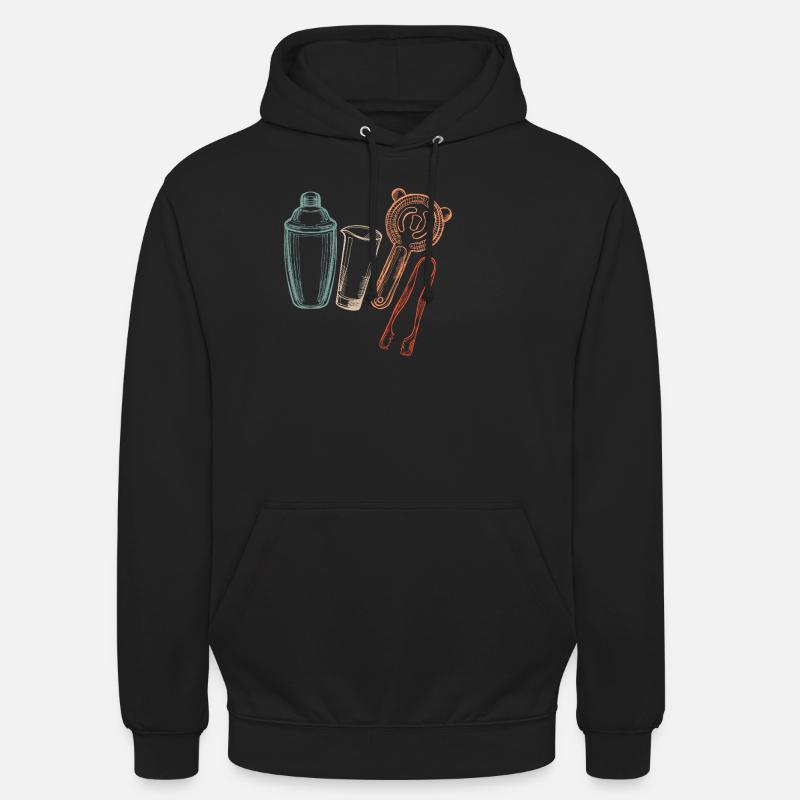 Bartender Tools Illustration - Unisex Hoodie - black