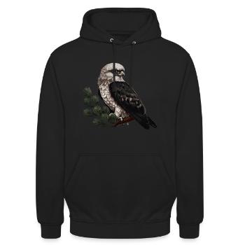 Habicht Vogel Greifvogel - Unisex Hoodie - Schwarz - Vorne - Alina (178cm) & Michal (187cm)