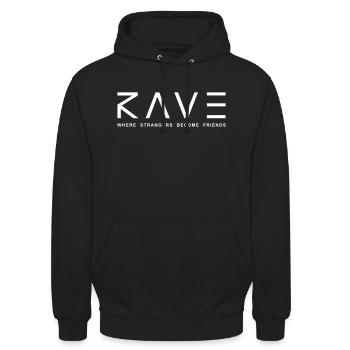Rave Where Strangers Become Friends PLUR Partner - Unisex Hoodie - Schwarz - Vorne - Alina (178cm) & Michal (187cm)
